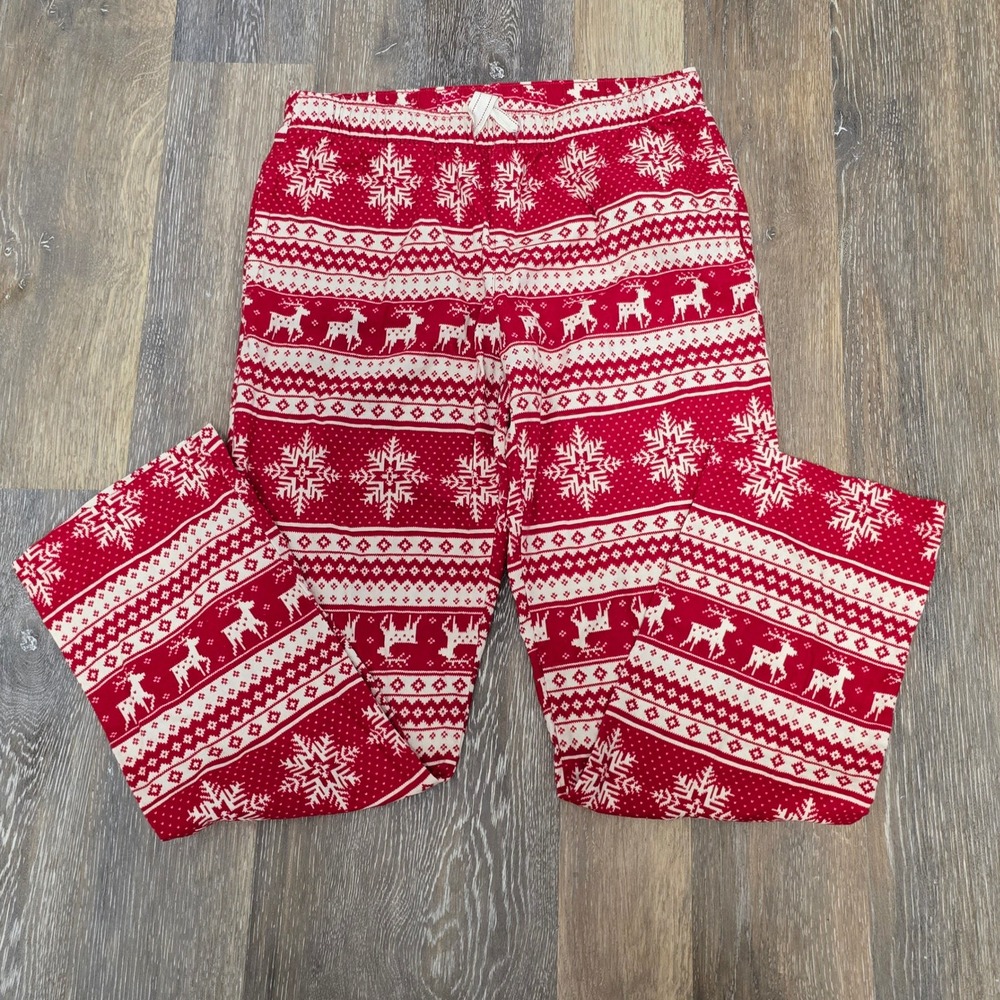 Old Navy Thick Christmas Pants Medium Red White Fair Isle Reindeer Pajama